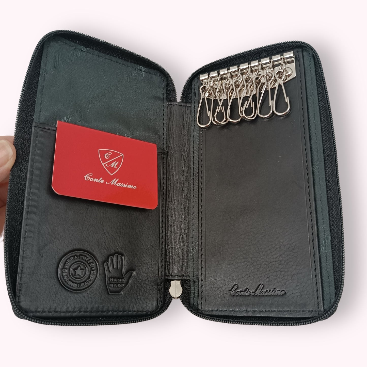 Portachiavi porta blindata in pelle con cerniera CM.15