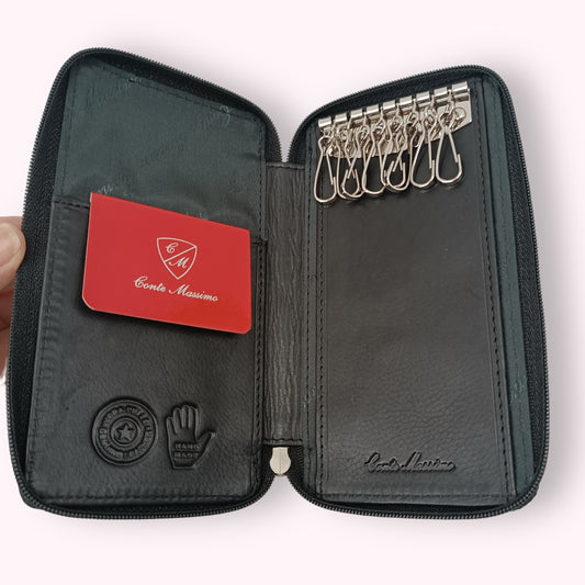 Portachiavi porta blindata in pelle con cerniera CM.15