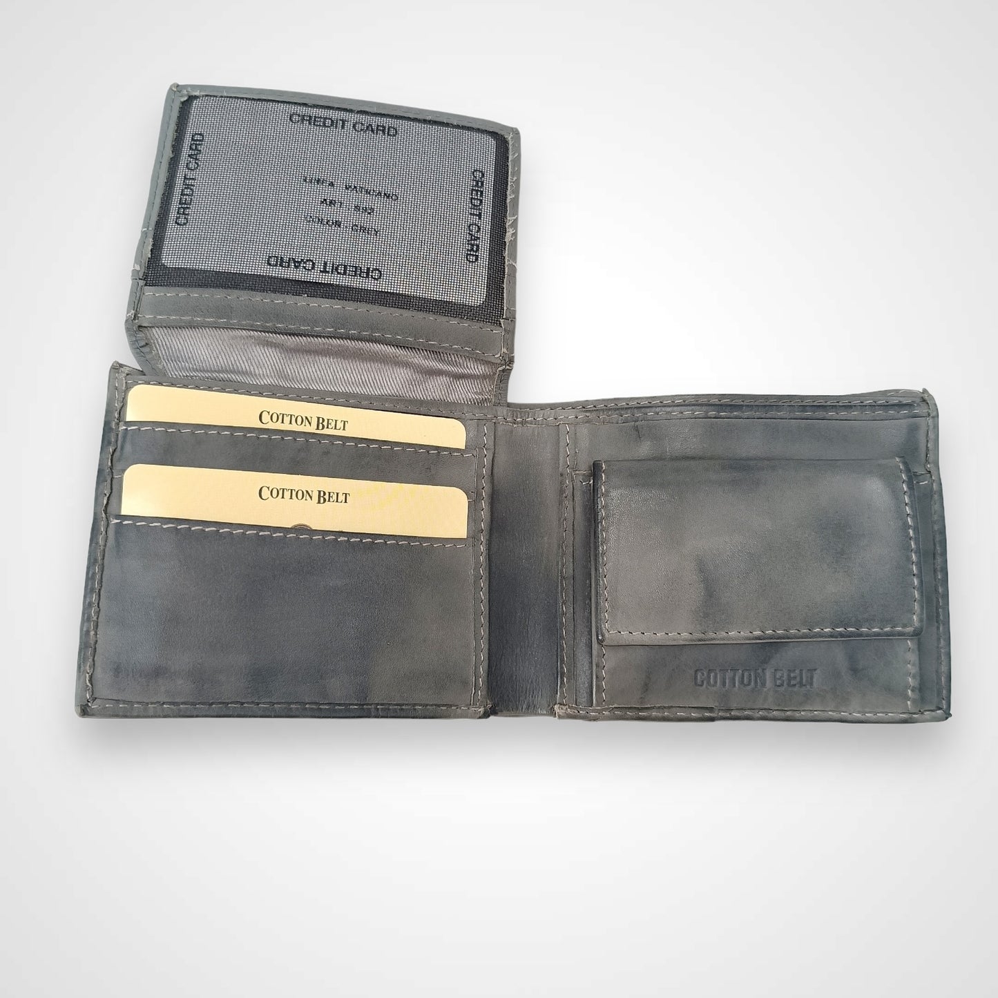 Grigione portafoglio in pelle con intreccio