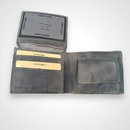 Grigione portafoglio in pelle con intreccio