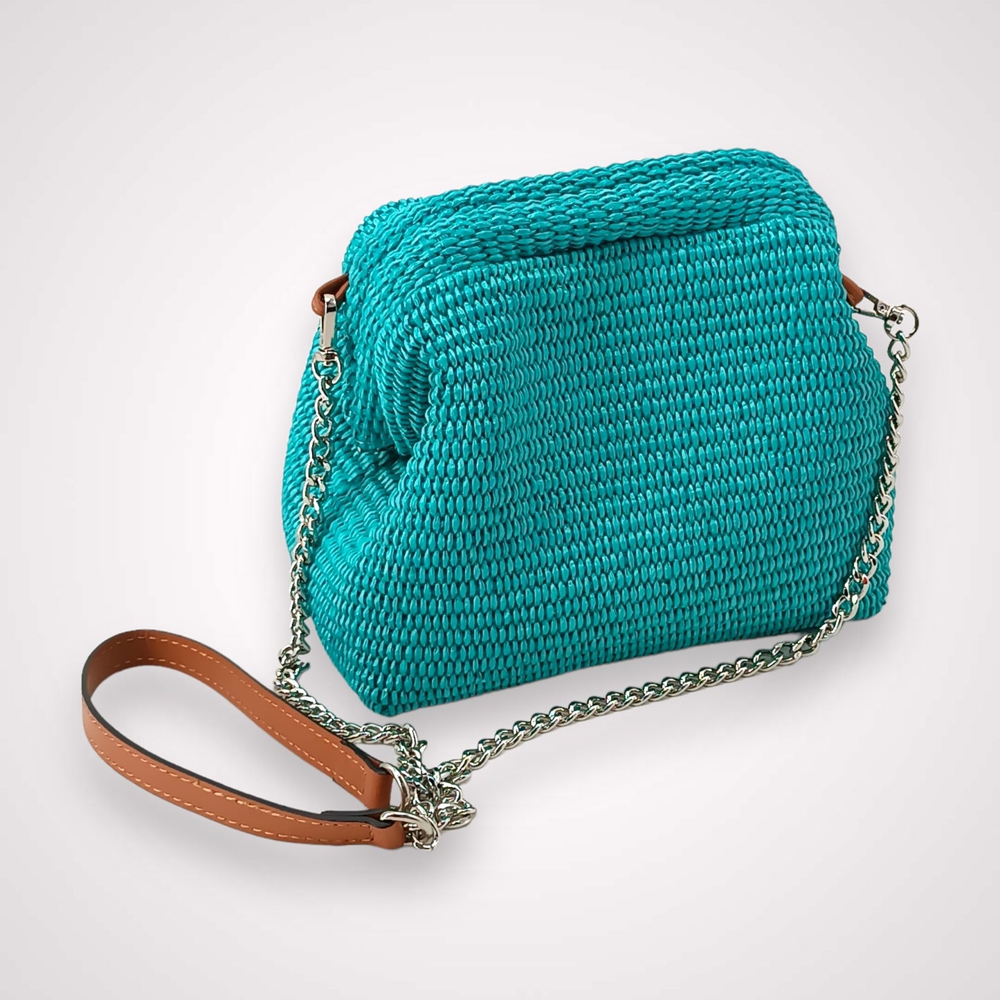 Brigida borsa in rafia e pelle