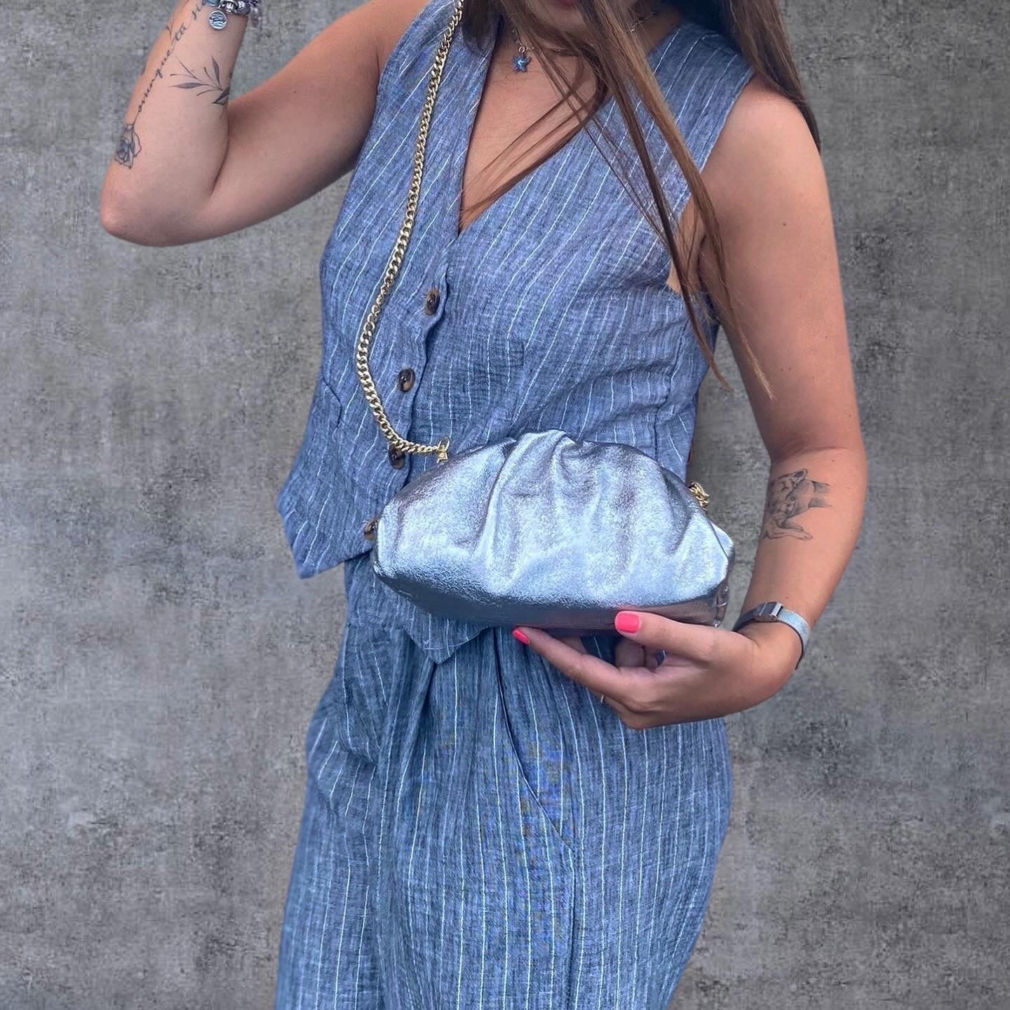 Tamara pochette arricciata in pelle