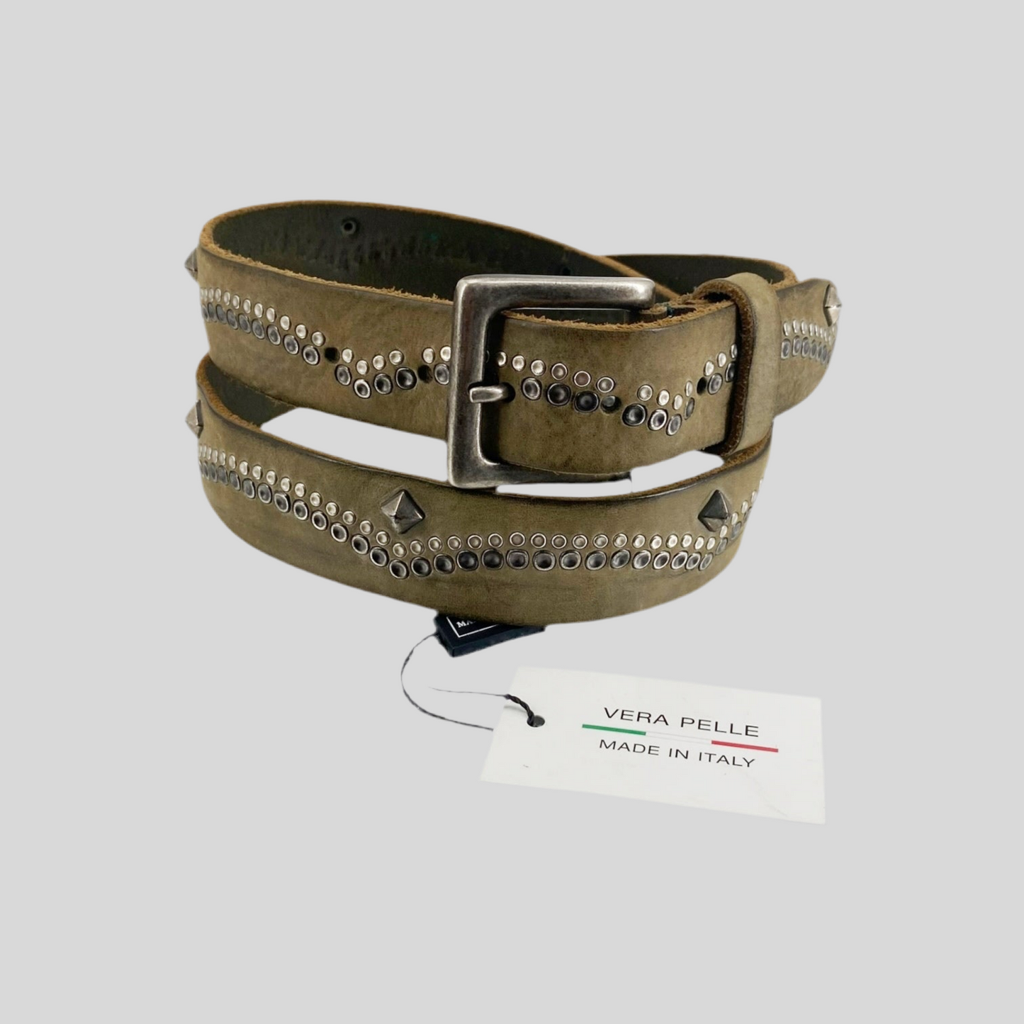 Londra cintura in pelle tinto in capo con borchiette