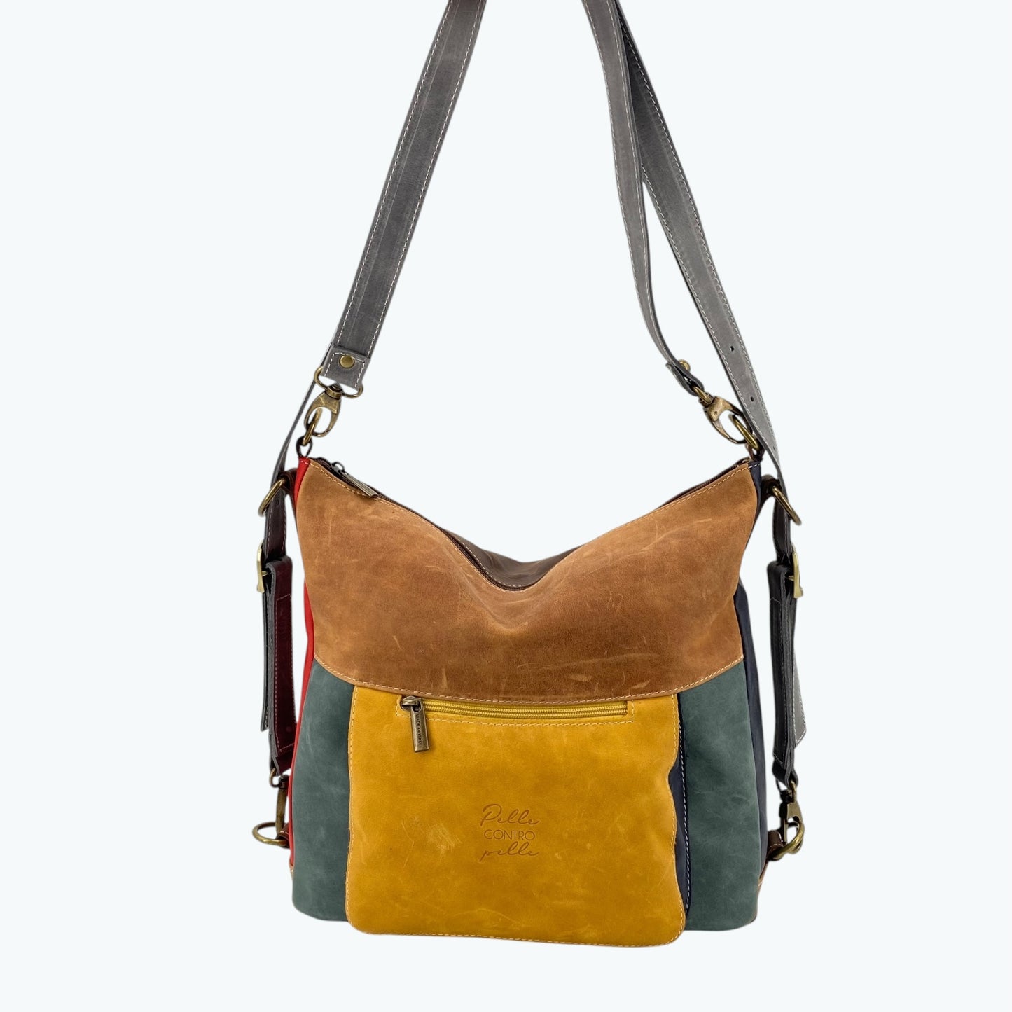 Fiordaliso borsa pelle multicolor PelleCONTROpelle trasformabile in zaino