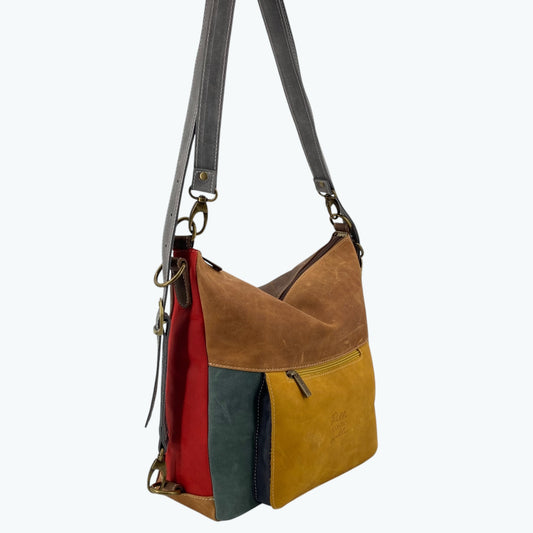 Fiordaliso borsa pelle multicolor PelleCONTROpelle trasformabile in zaino