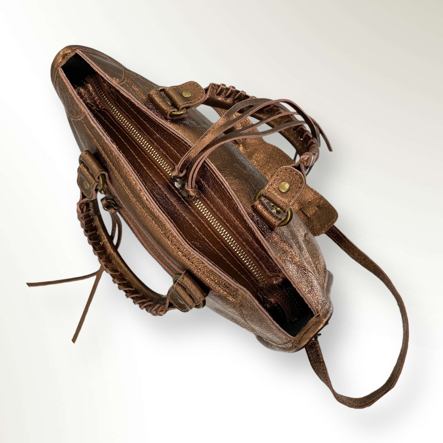 Lizzie borsa in pelle laminata