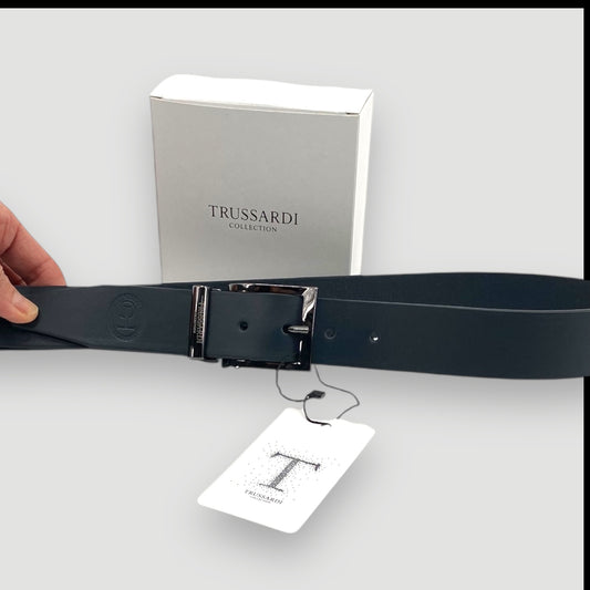 Trussardi cintura in pelle fibbia brunita