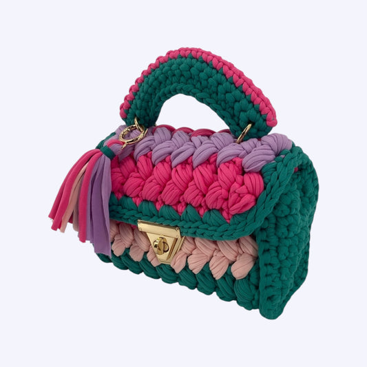 Marta: Borsa a Mano e Tracolla Tricolore Intrecciata