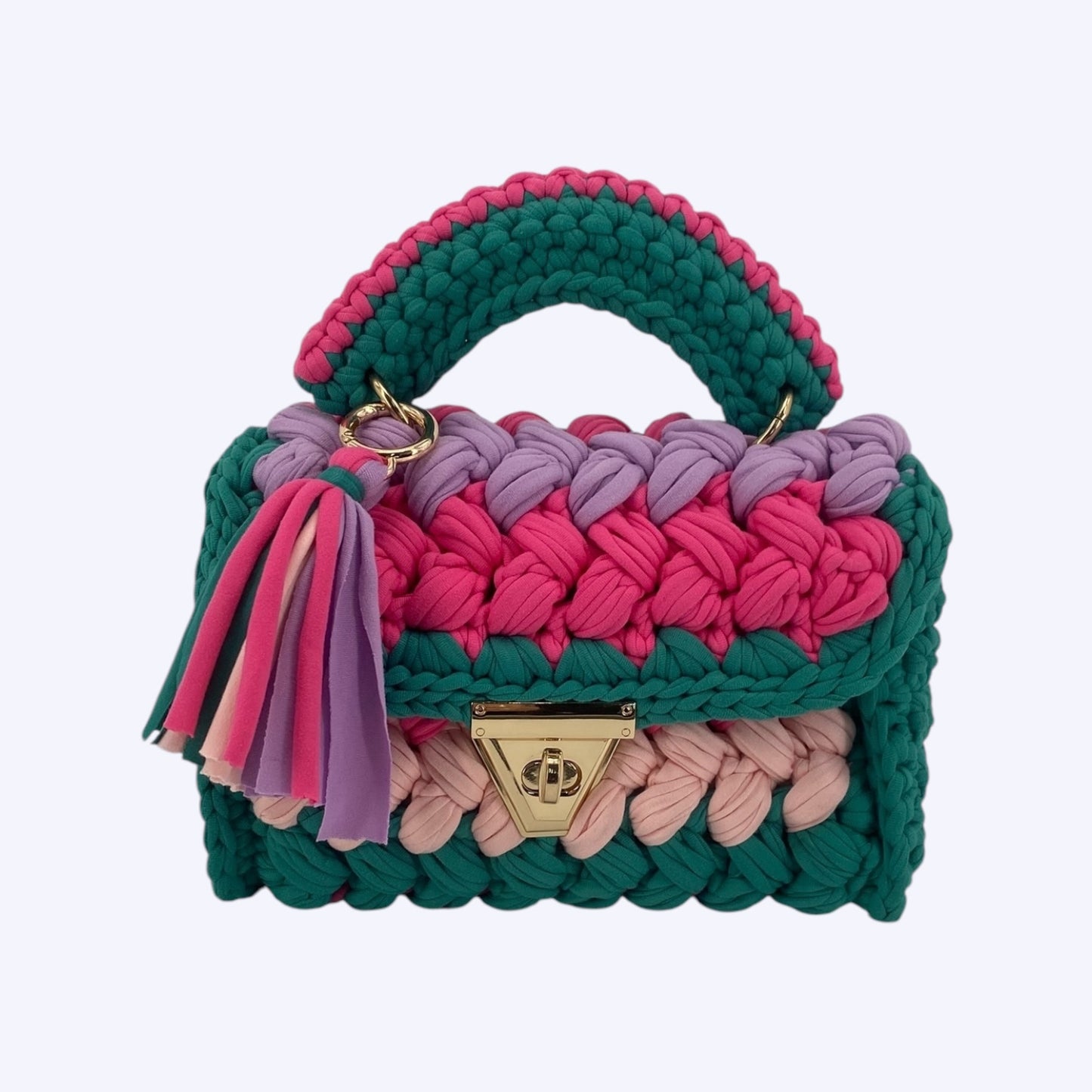 Marta: Borsa a Mano e Tracolla Tricolore Intrecciata