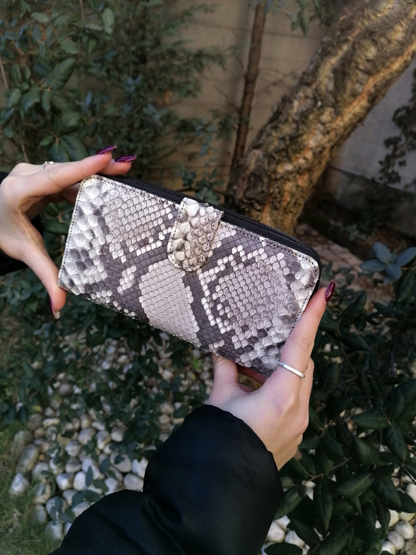 Portafoglio donna in vero pitone