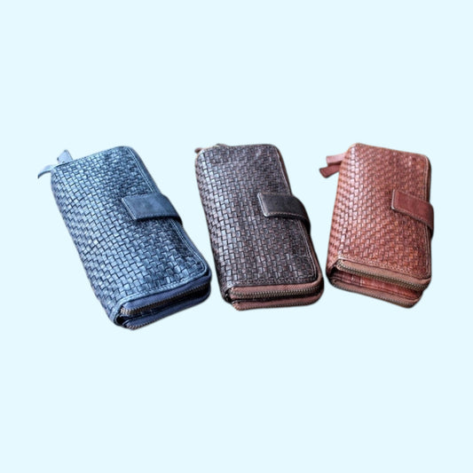 Jole portafoglio in pelle intrecciata