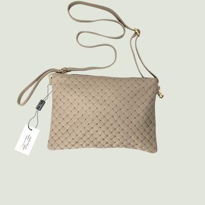 Morgana borsa piatta in pelle stampa intreccio