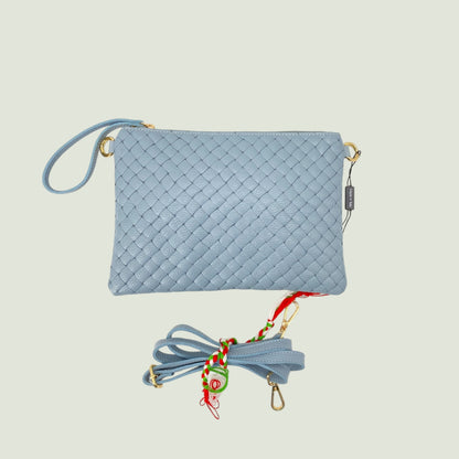 Morgana borsa piatta in pelle stampa intreccio