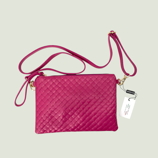 Morgana borsa piatta in pelle stampa intreccio