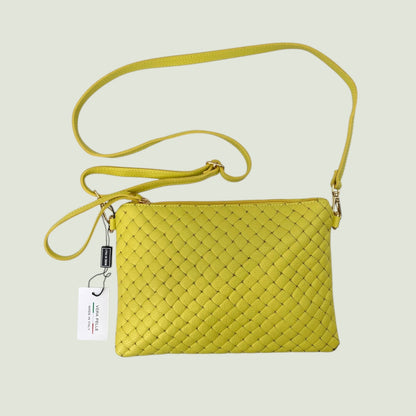 Morgana borsa piatta in pelle stampa intreccio