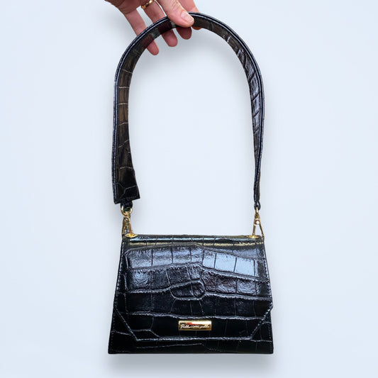 Dafne borsa in pellestampata coccodrillo  PelleCONTROpelle