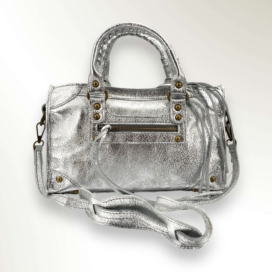 Lizzie borsa in pelle laminata