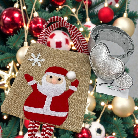 cintura pelle con sacchetto regalo