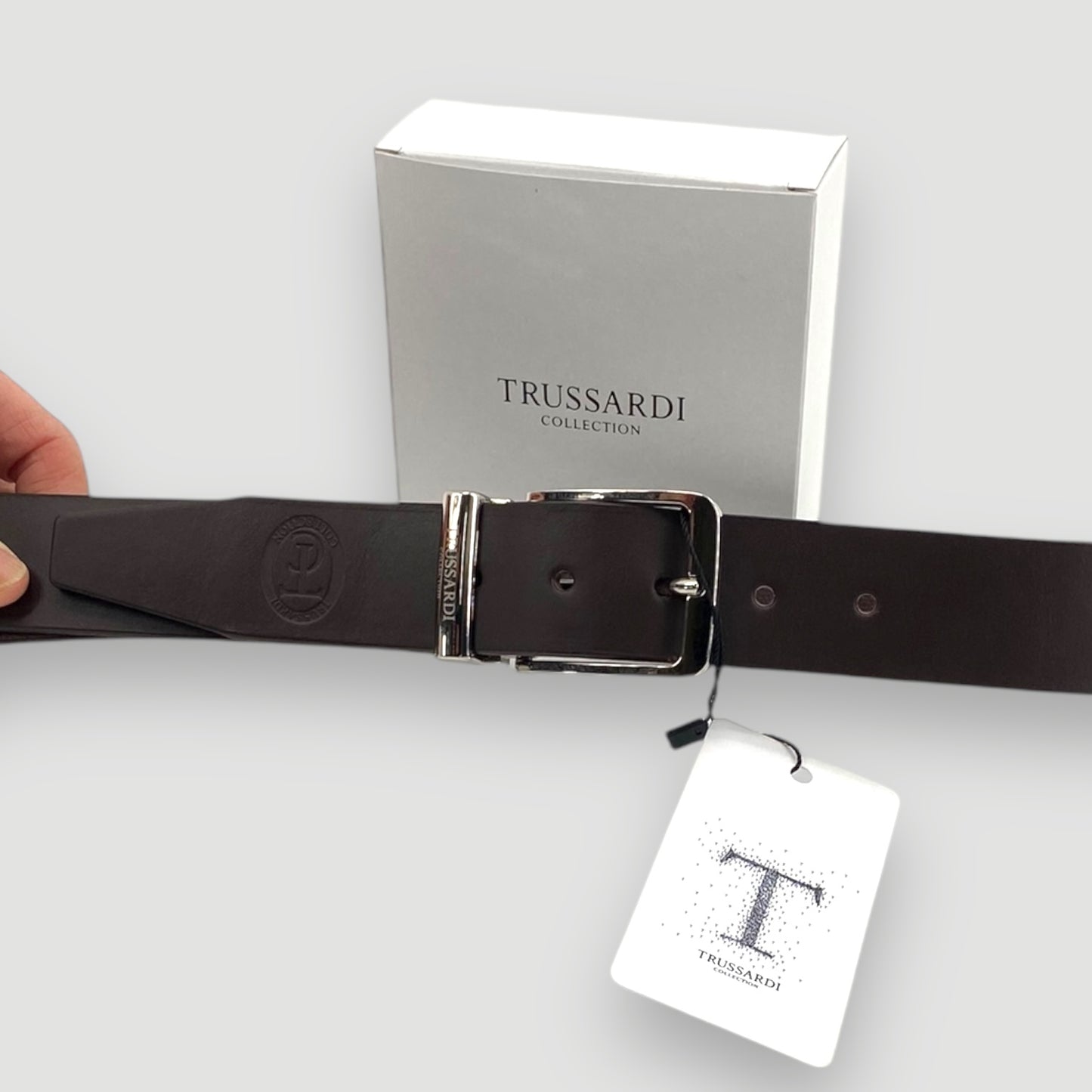 Trussardi cintura in pelle fibbia acciaio